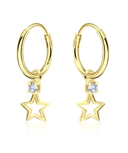 CZ Silver Hoop Earring HO-1661-GP